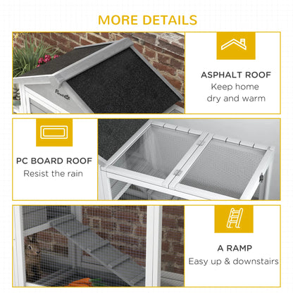 65" Wooden Rabbit Hutch, Pet Playpen with Roof, Storage Box, Grey Rabbit Hutch at Gallery Canada