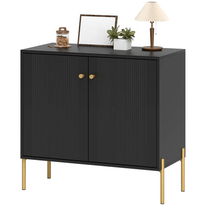 Sideboard, Modern Buffet Cabinet, Coffee Bar with Fluted Doors, Black Storage Cabinets Black, Gold at Gallery Canada