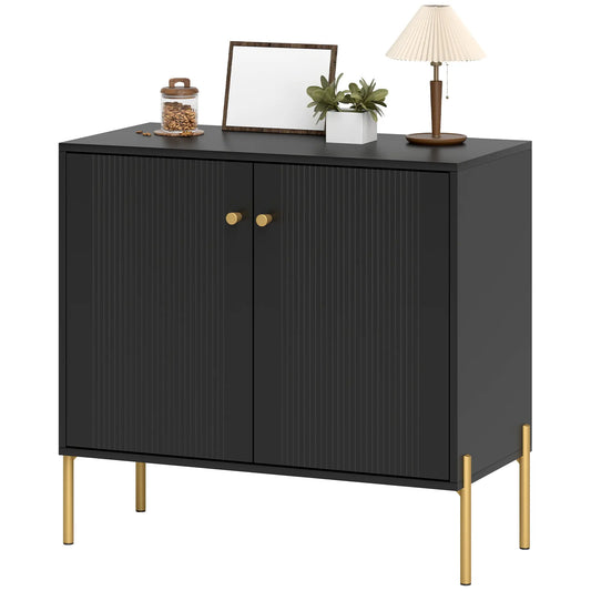 Sideboard, Modern Buffet Cabinet, Coffee Bar with Fluted Doors, Black Storage Cabinets Black, Gold at Gallery Canada