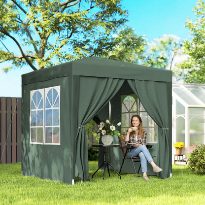 6.6'x6.6' Pop Up Canopy Tent, Instant Sun Shelter, Dark Green