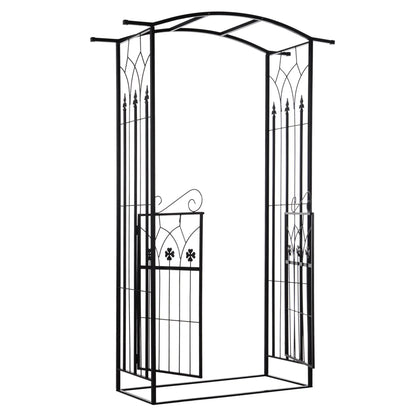 Metal Trellis Garden Arch Arbor, Lucky Leaf Clover Gate, Black Garden Arches at Gallery Canada