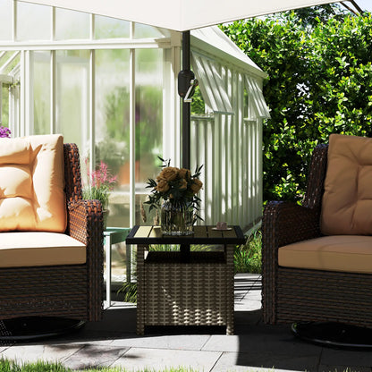 22 Square Steel Rattan Table, Umbrella Hole, Outdoor Patio, Mixed-Grey Patio Dinning Tables at Gallery Canada