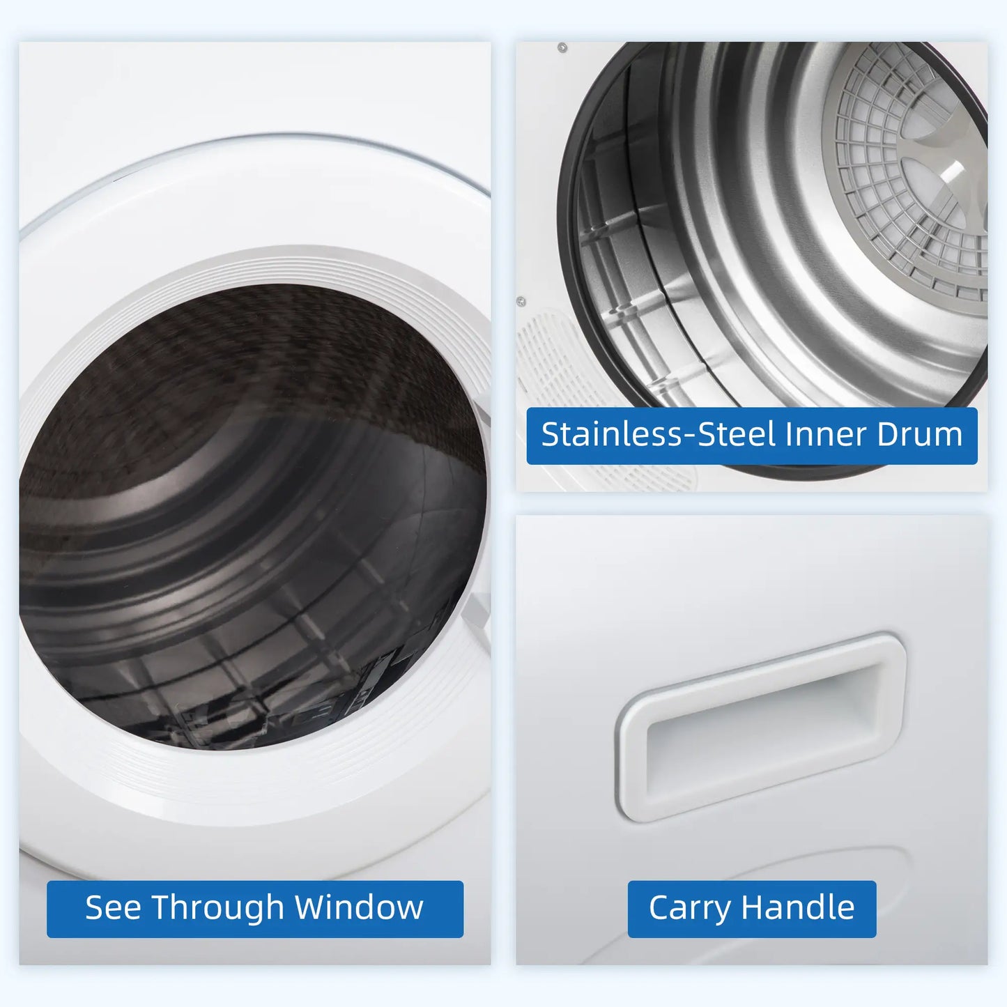 Compact Laundry Dryer, 1300W, 3.22 Cu. Ft., 7 Drying Modes, White Dryer Machines at Gallery Canada