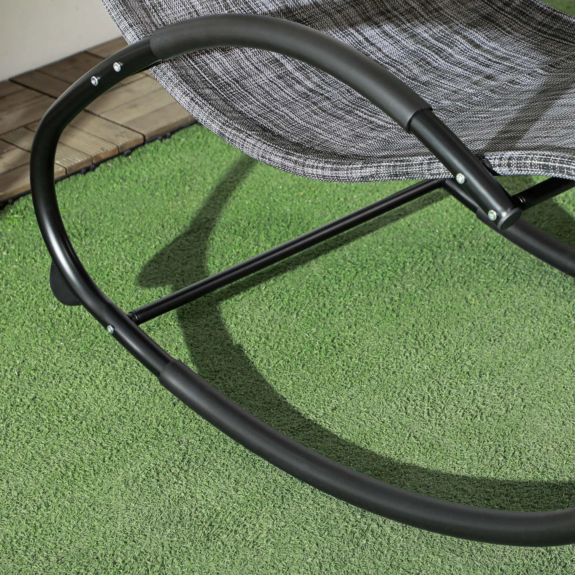 Outdoor Rocking Chair, Zero Gravity Rocker with Mesh Seat, Padded Pillow, Grey Outdoor Rocking Chairs at Gallery Canada