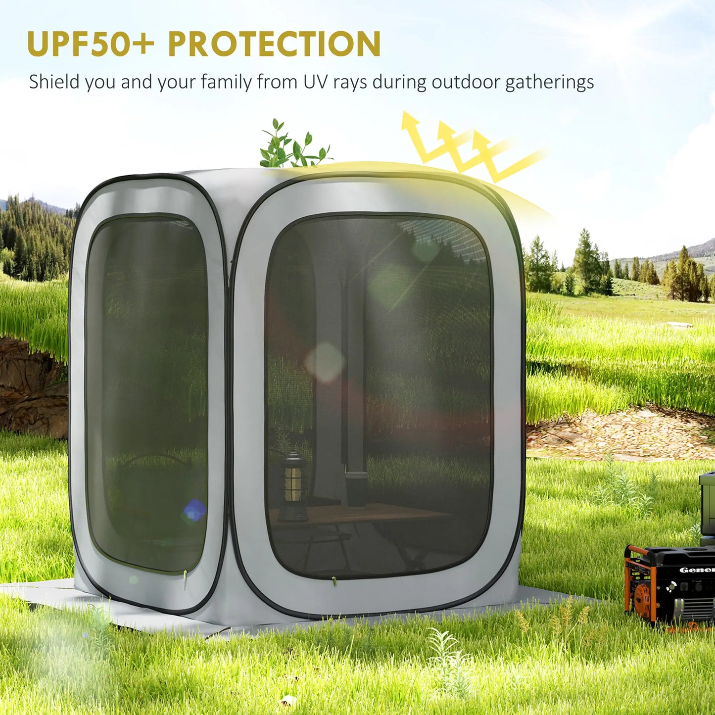 6x6ft Pop Up Screen Tent, UPF50+ Portable Camping Gazebo, Light Grey Camping Tents at Gallery Canada