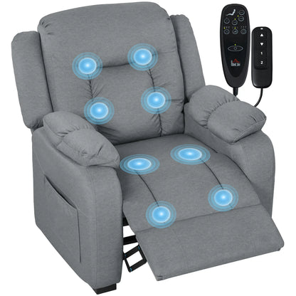 Massage Recliner Chair, Quiet Brushless Motor, Pet-Friendly Fabric, 2 Memory Positions, Grey Single Sofas at Gallery Canada