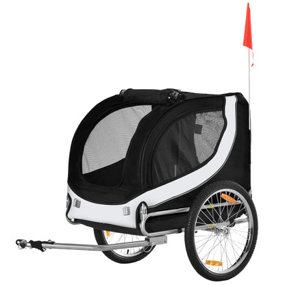 Dog Bike Trailer, Pet Cargo Carrier, Hitch, Reflectors, Flag, Medium, White Dog Bike Trailers & Strollers at Gallery Canada