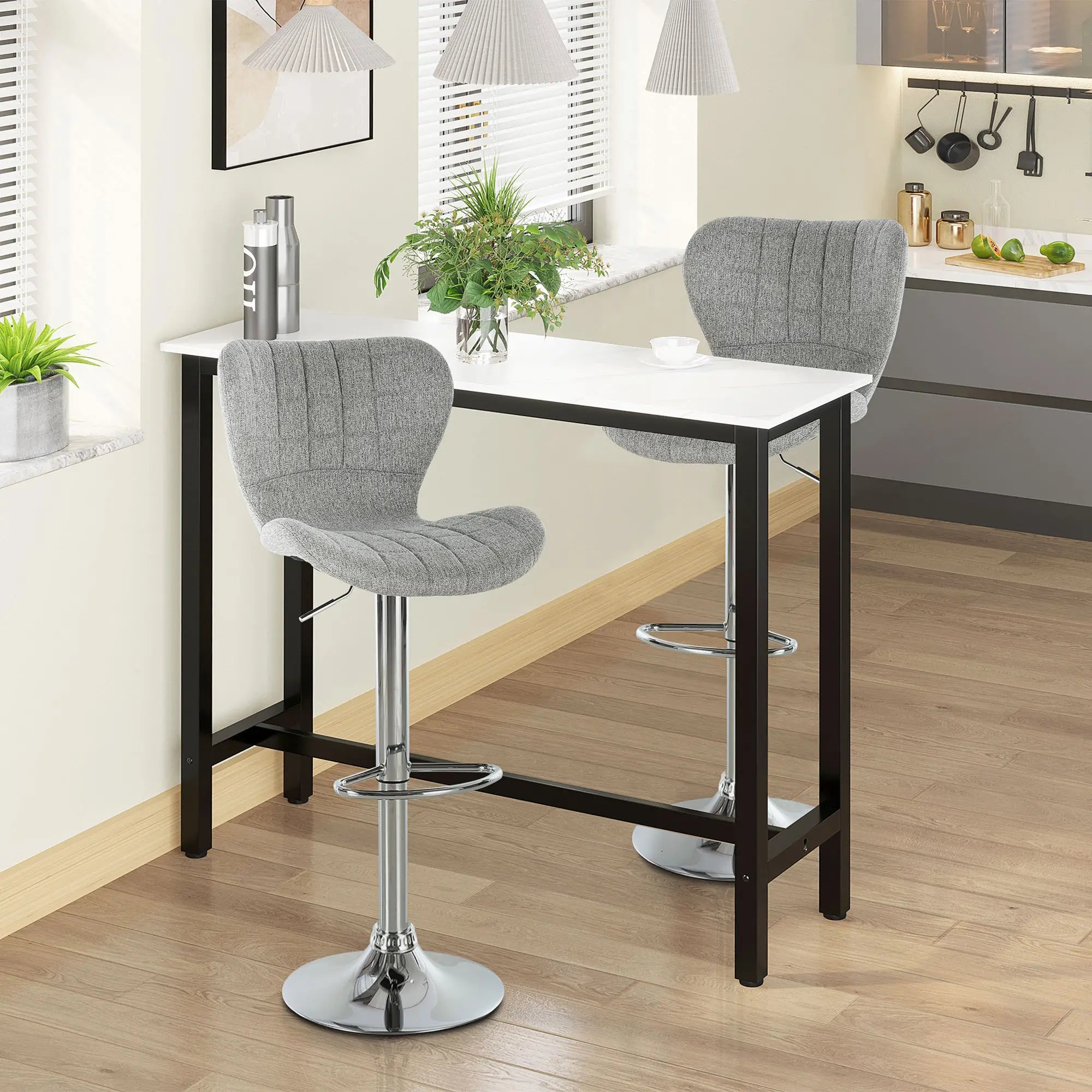 Set of 2 Adjustable Swivel Bar Stools, Counter Height, Grey Bar Stools at Gallery Canada