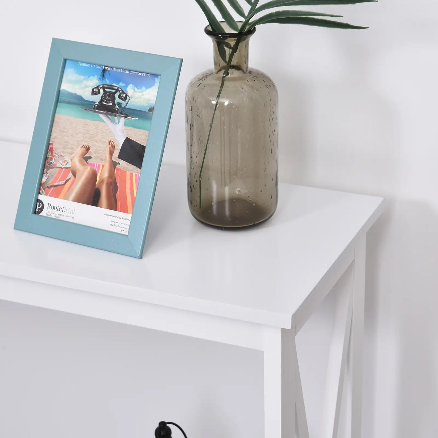 2 Tier X-Design Console Table, Storage Shelf, 24.8 Inch, White Console Tables at Gallery Canada