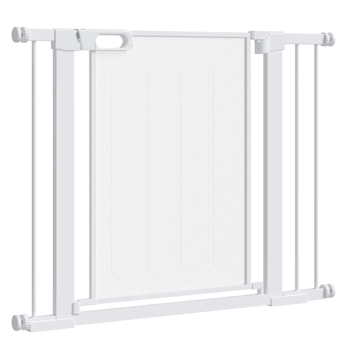 29.5"-40.6" Metal Pet Gate, Auto Closing Door, Double Locking, White Houses, Kennels & Pens White at Gallery Canada