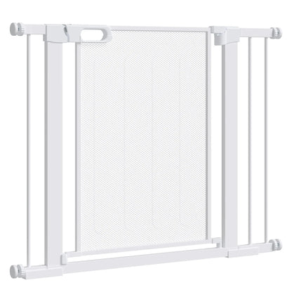 29.5"-40.6" Metal Pet Gate, Auto Closing Door, Double Locking, White Houses, Kennels & Pens White at Gallery Canada