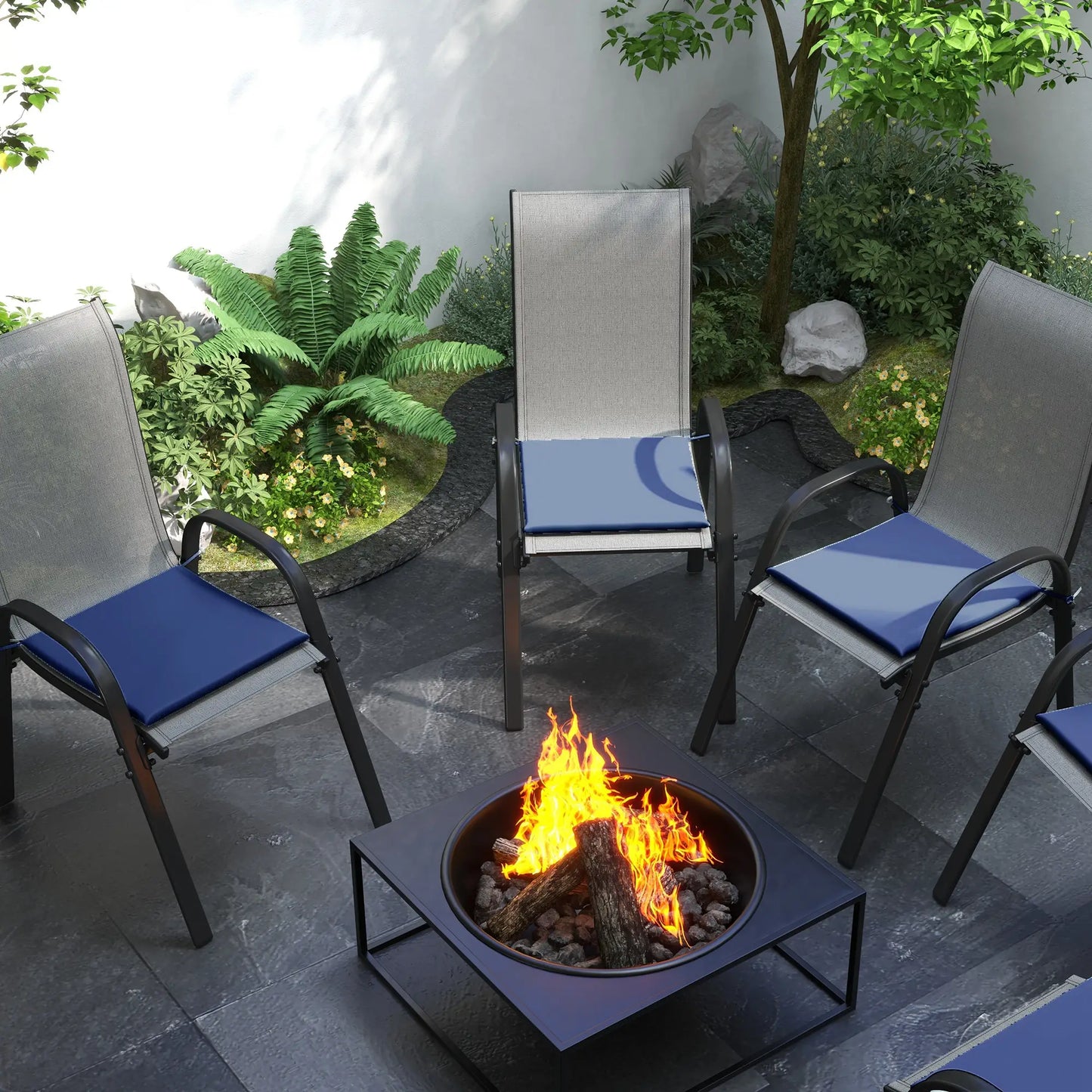 6-Piece Seat Cushion Pillows, Patio Chair Cushions with Ties, Deep Blue, Blue Patio Chair Cushions at Gallery Canada