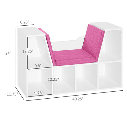 6-Cubby Bookcase with Seat Cushion, Cube Storage Shelf, Pink Small Bookshelves at Gallery Canada