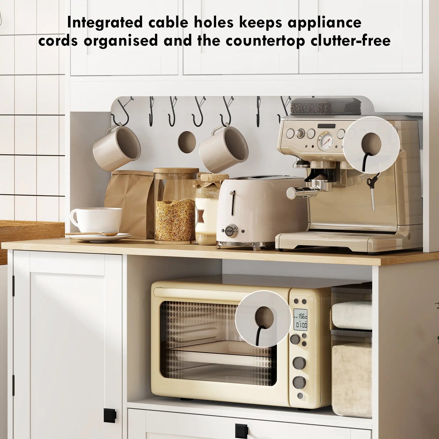 64" Tall Kitchen Pantry Cabinet, 3 Cabinets, 2 Drawers, White Kitchen Pantry Cabinets at Gallery Canada