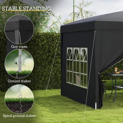 10'x10' Outdoor Pop Up Tent, Wedding Gazebo Canopy, Black Pop Up Canopies at Gallery Canada