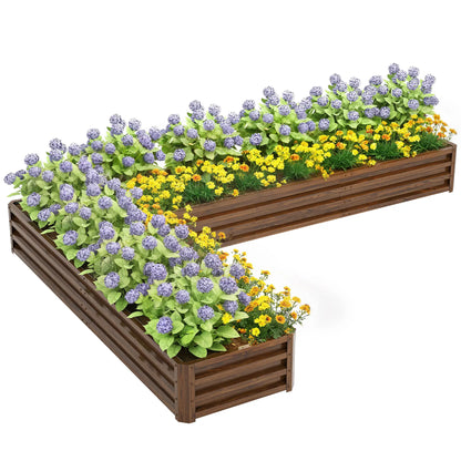 L-Shaped Raised Garden Bed, 82" x 109" x 12", Galvanized Steel Planter Box, Dark Brown Galvanized Planter Boxes at Gallery Canada