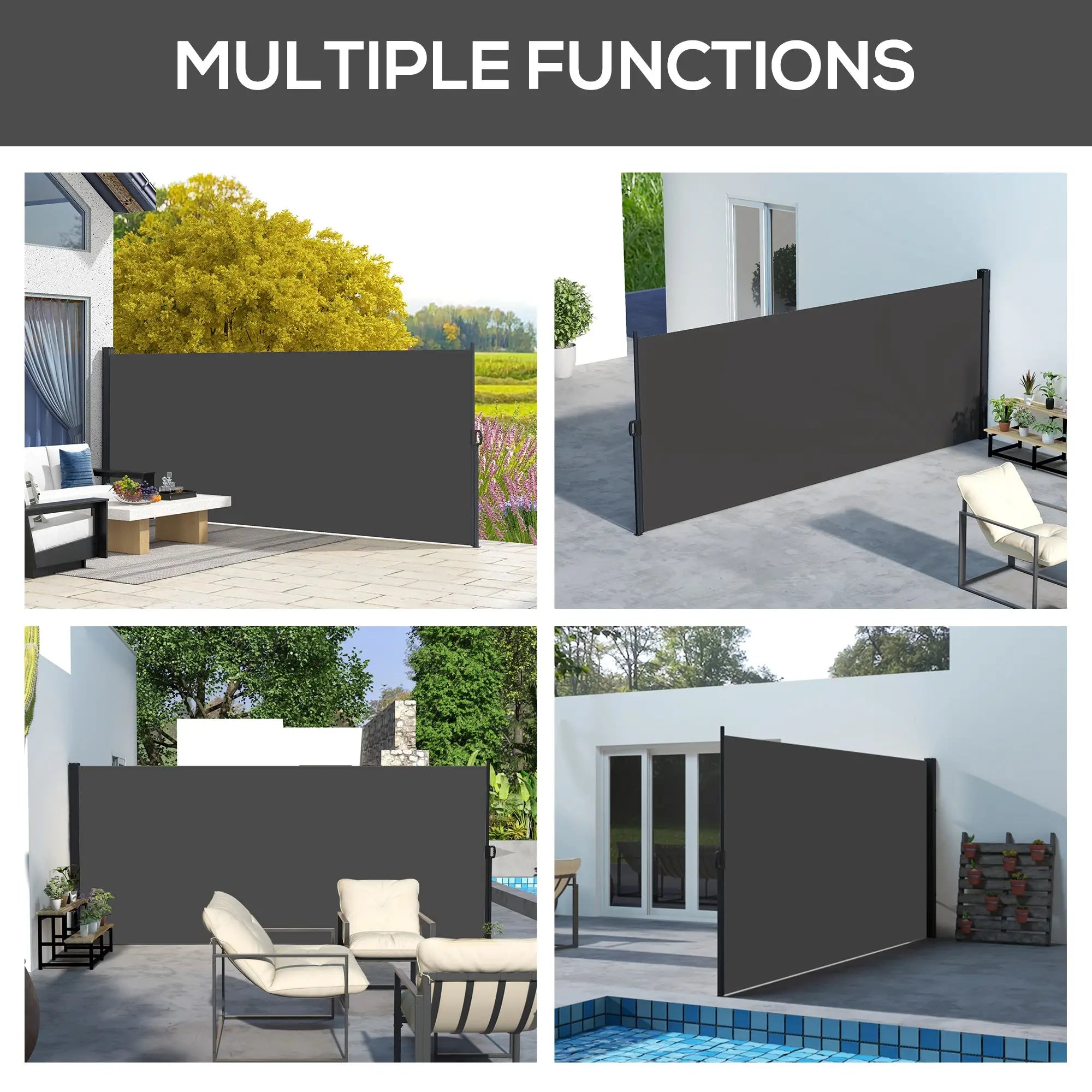 13' x 6' Retractable Side Awning, Outdoor Privacy Screen, Black Retractable Side Awning at Gallery Canada