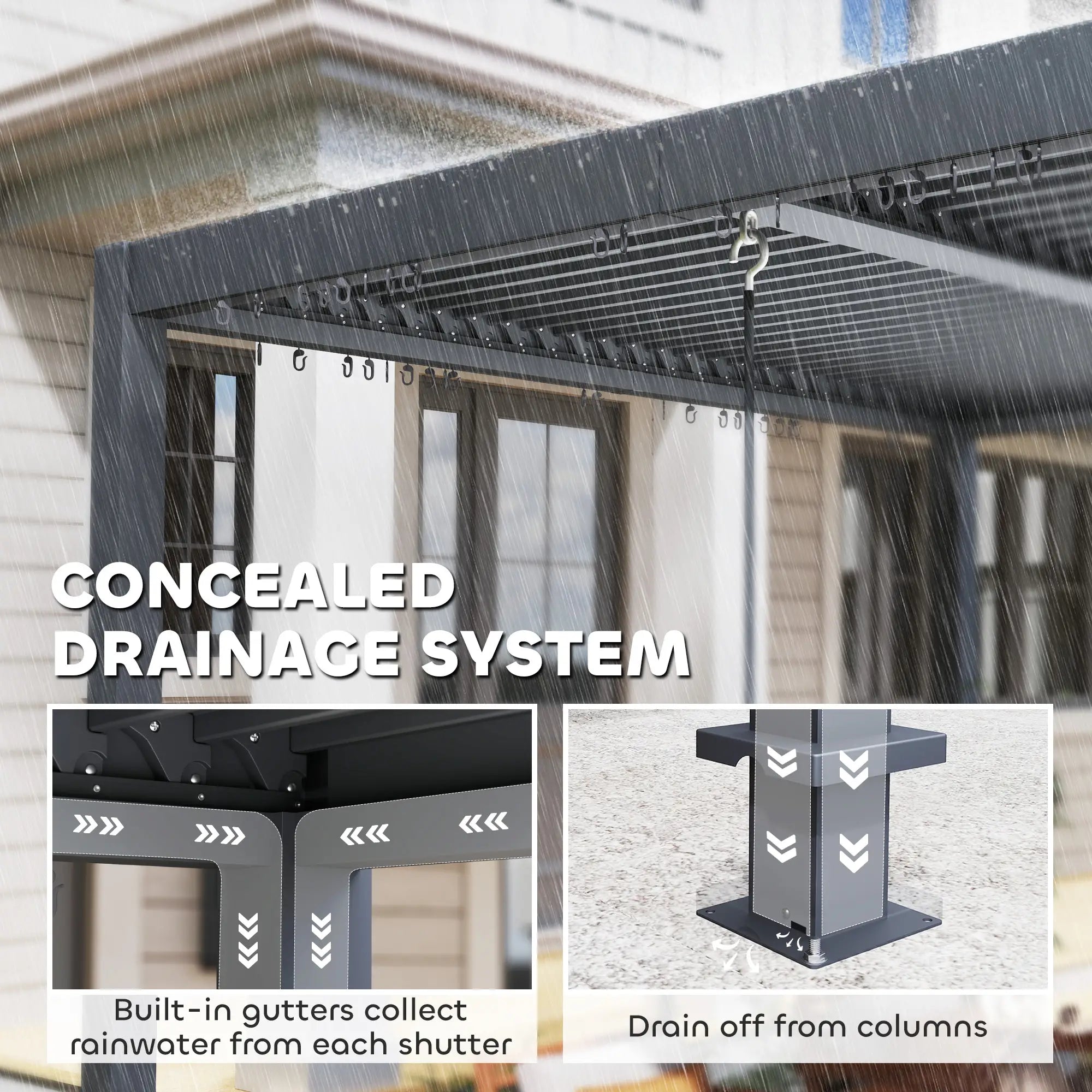 10' x 12' Adjustable Metal Roof Pergola, Aluminum Frame Outdoor Gazebo Pergolas at Gallery Canada