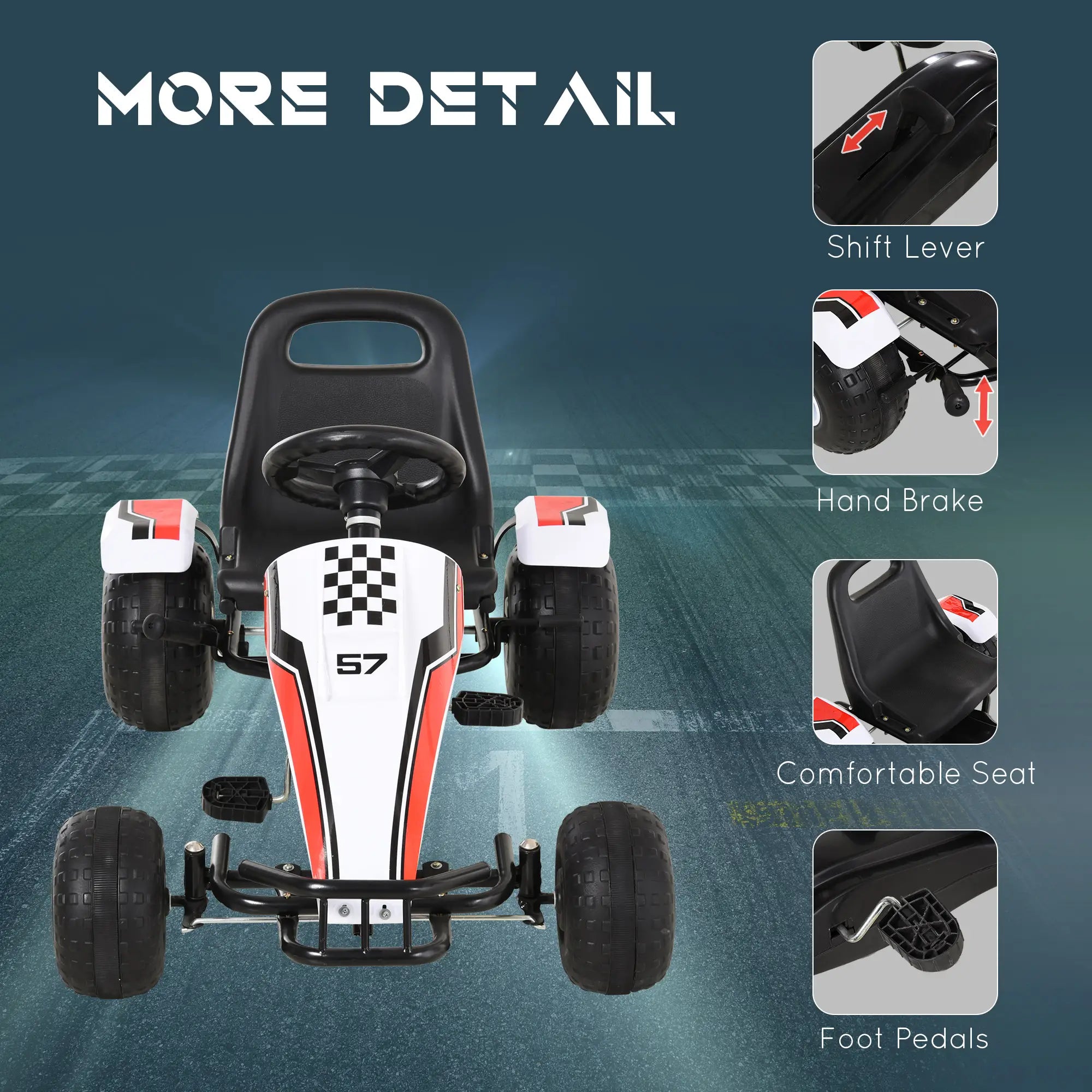 Kids Pedal Go Kart, Adjustable Seat, Plastic Wheels, 3-6 Years Pedal Go Karts for Kids at Gallery Canada