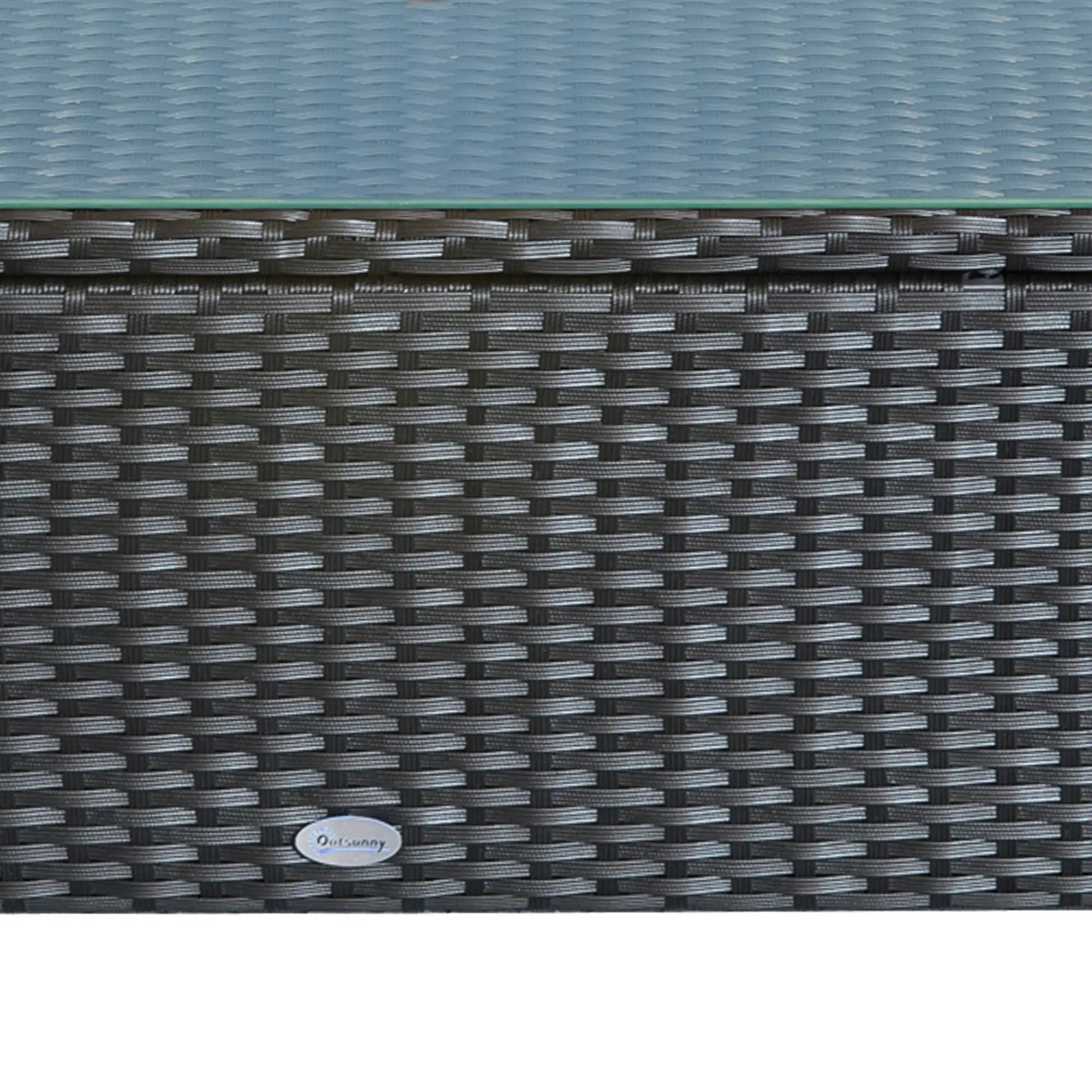 Rattan Coffee Table, Hand-Woven Wicker Furniture, Tempered Glass Top, Black Patio Side Tables at Gallery Canada