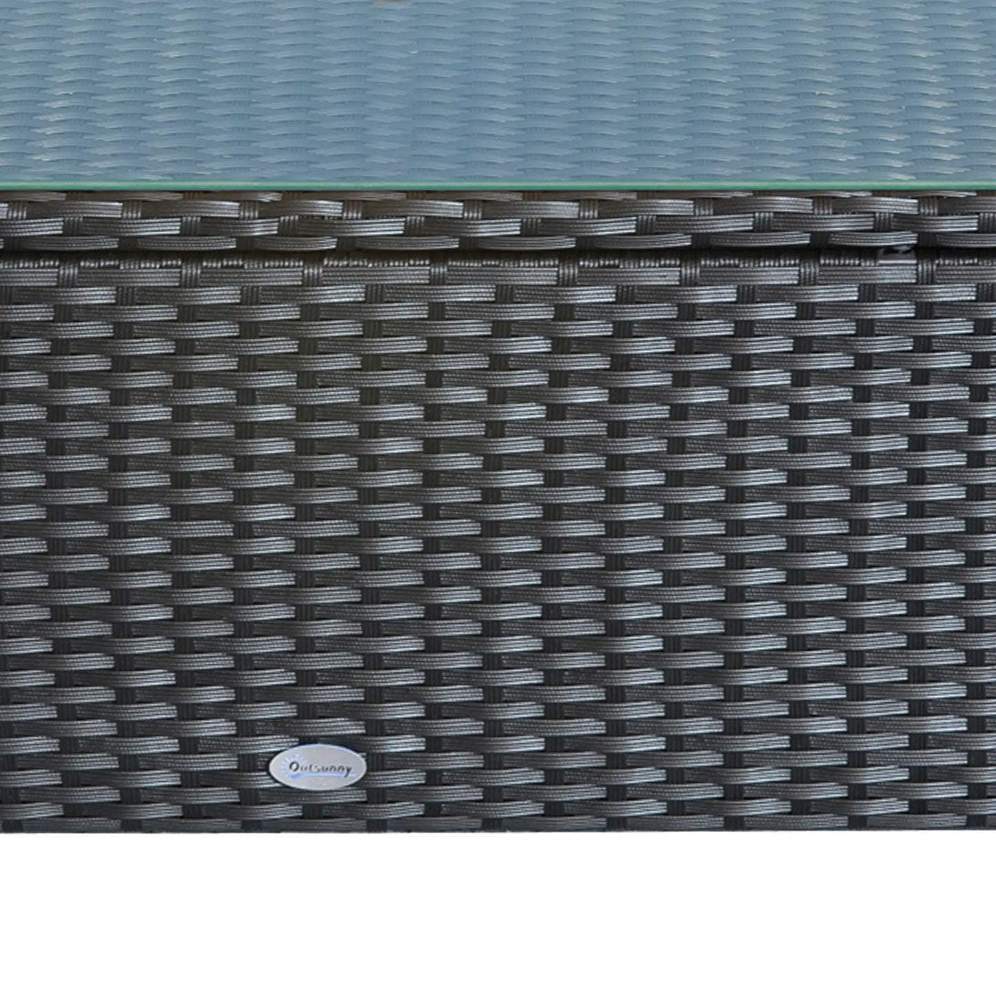 Rattan Coffee Table, Hand-Woven Wicker Furniture, Tempered Glass Top, Black Patio Side Tables at Gallery Canada