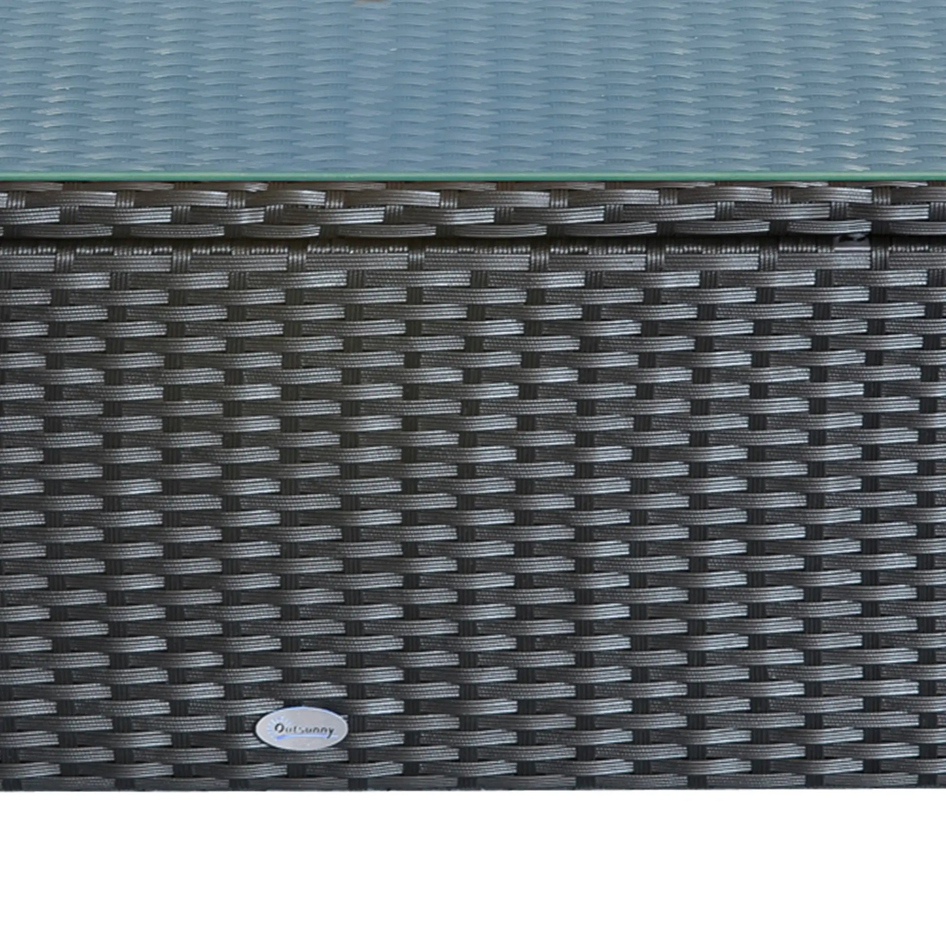 Rattan Coffee Table, Hand-Woven Wicker Furniture, Tempered Glass Top, Black Patio Side Tables at Gallery Canada