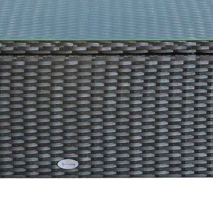 Rattan Coffee Table, Hand-Woven Wicker Furniture, Tempered Glass Top, Black Patio Side Tables at Gallery Canada