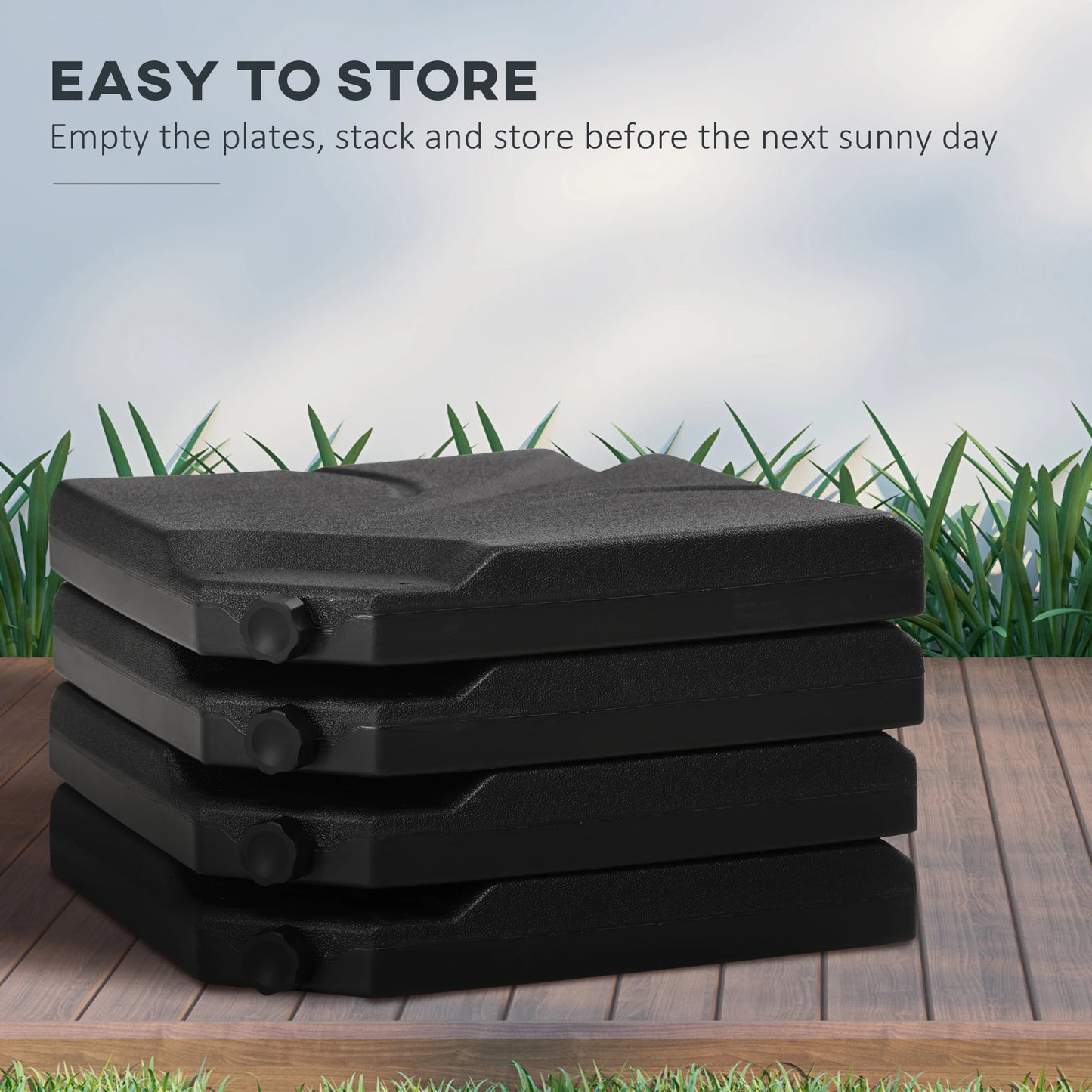 4 Piece Cantilever Umbrella Base, 123 lb Water or 158 lb Sand, Black Umbrella Bases at Gallery Canada