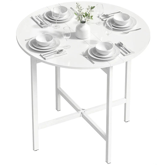 Folding Drop Leaf Dining Table, 80 cm, White Dining Tables White at Gallery Canada