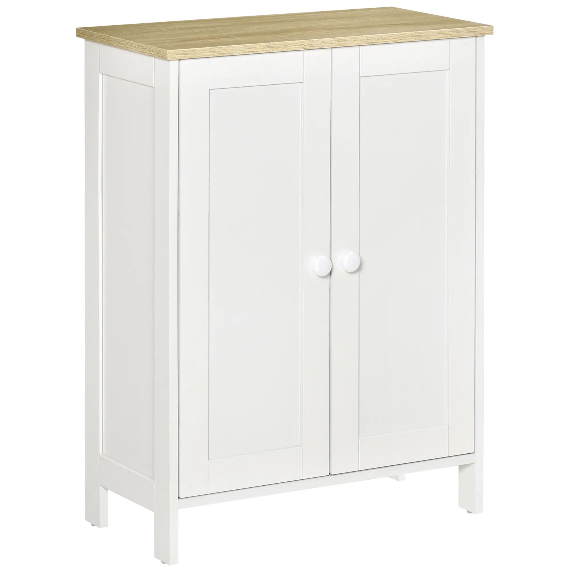 Storage Cabinet with Doors, 2 Adjustable Shelves, Living Room, Bathroom Storage Cabinets White, Natural at Gallery Canada