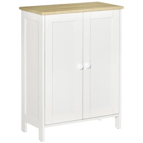 Storage Cabinet with Doors, 2 Adjustable Shelves, Living Room, Bathroom