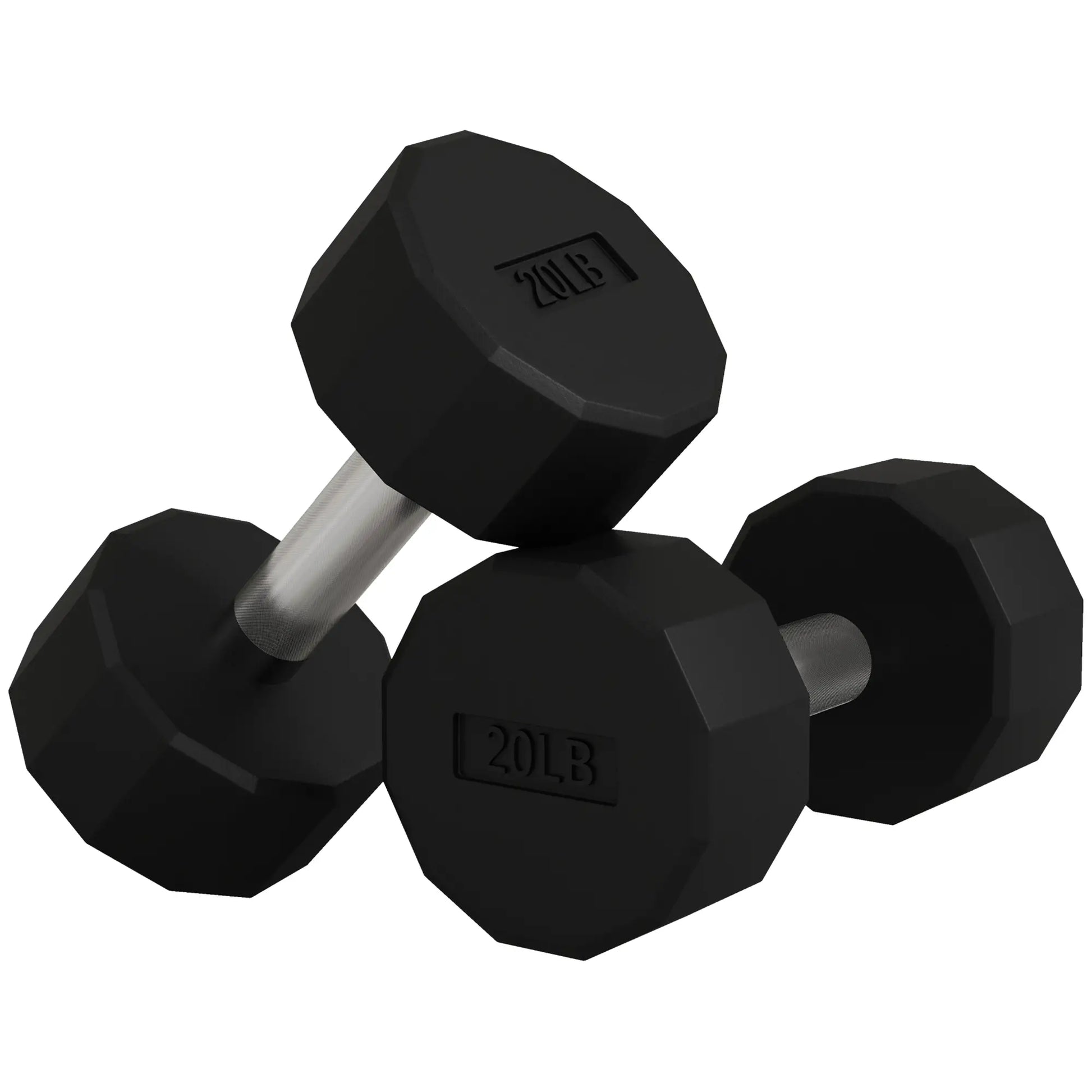 2 x 20lbs Dumbbells Set, Non-Slip Grip, Rubber Covered Weights Dumbbells & Barbells Black at Gallery Canada