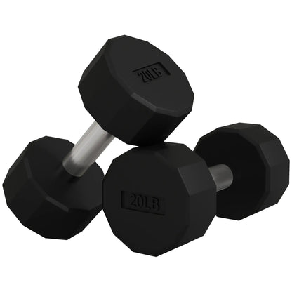 2 x 20lbs Dumbbells Set, Non-Slip Grip, Rubber Covered Weights Dumbbells & Barbells Black at Gallery Canada