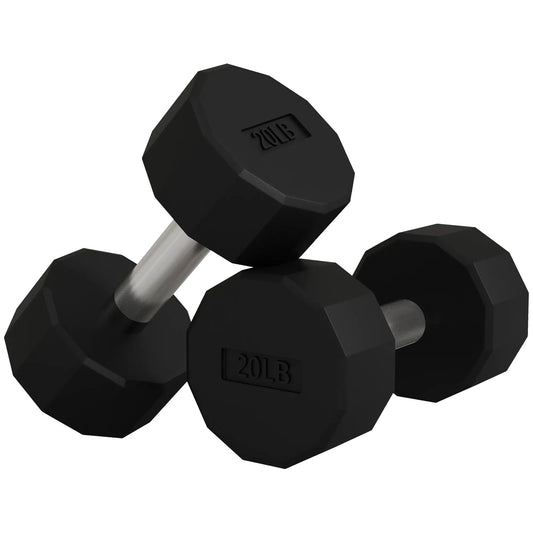 2 x 20lbs Dumbbells Set, Non-Slip Grip, Rubber Covered Weights Dumbbells & Barbells Black at Gallery Canada