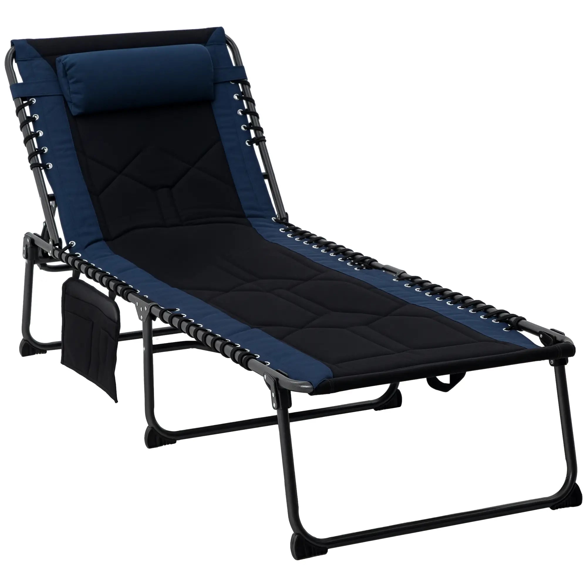 Folding Chaise Lounge, 5-Level Reclining, Outdoor Tanning Chair, Blue Lounger Chairs at Gallery Canada
