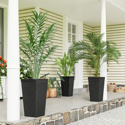 22.8" Tall Planters Set of 3, Stone Finish, Wheels, Drainage, Black Garden Accessories at Gallery Canada