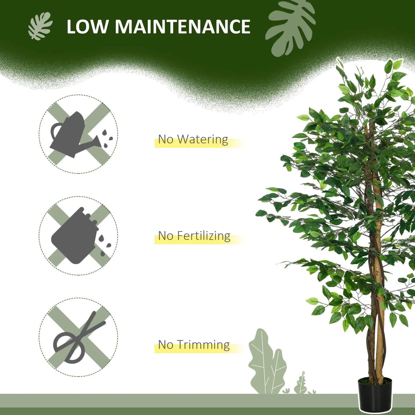 Set of 2 5ft Artificial Trees Ficus, Indoor Outdoor Fake Plants with Pot, for Home Decor Artificial Trees at Gallery Canada