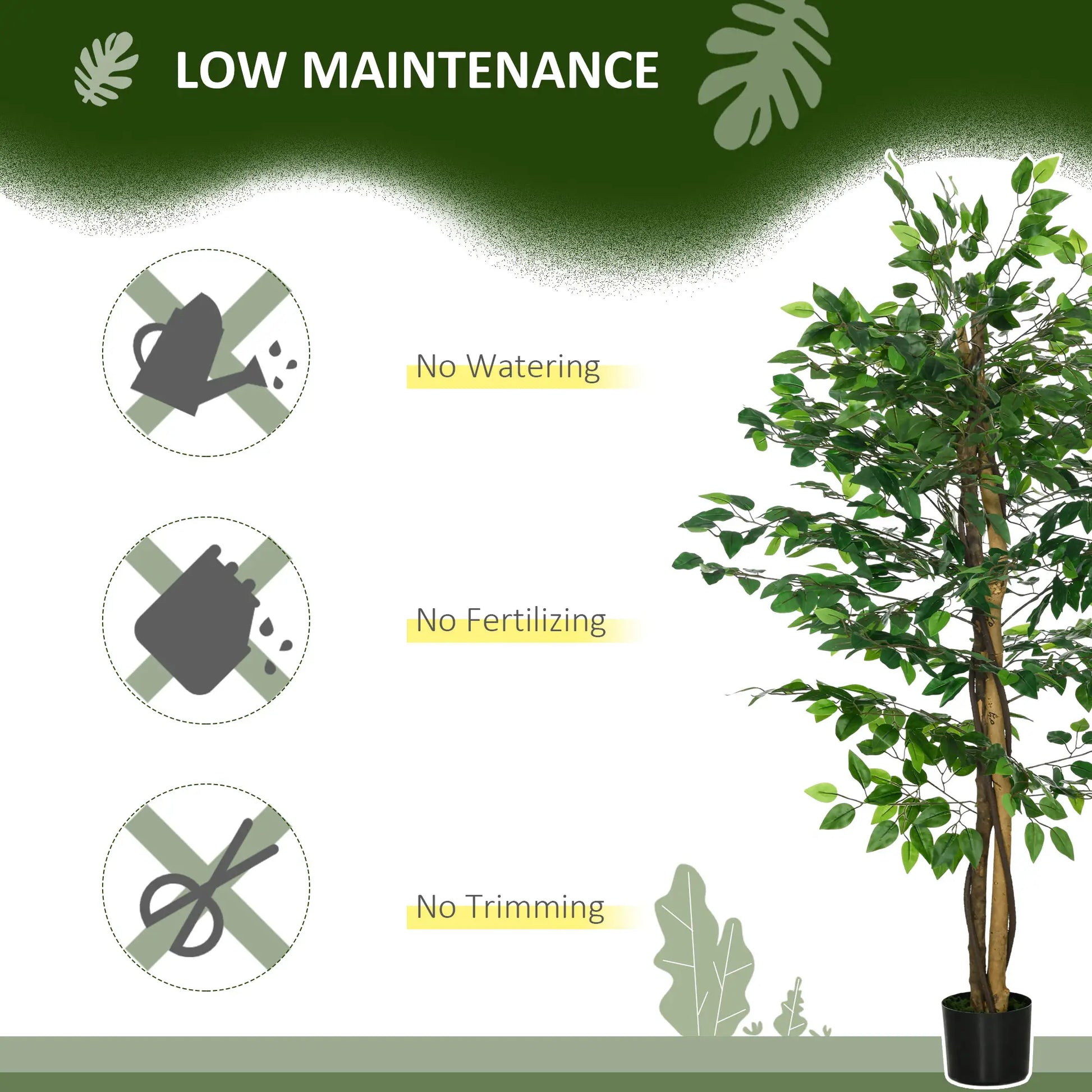 Set of 2 5ft Artificial Trees Ficus, Indoor Outdoor Fake Plants with Pot, for Home Decor Artificial Trees at Gallery Canada