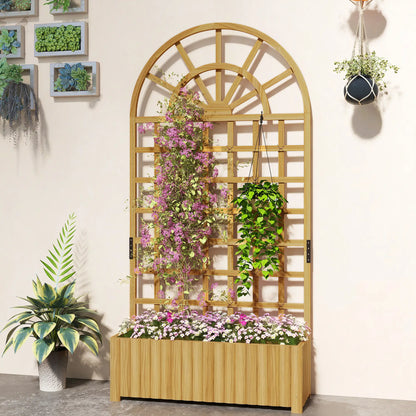Wooden Raised Garden Bed with Trellis, Elevated Planter Box Wooden Planter Boxes at Gallery Canada