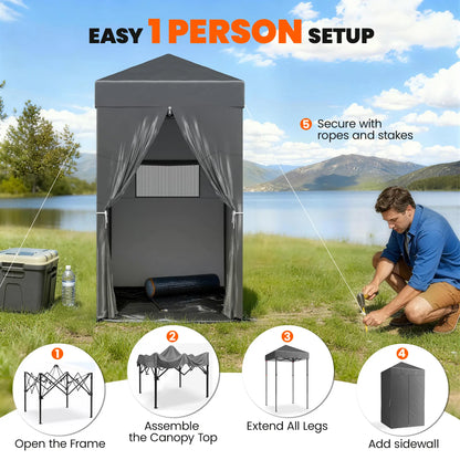 4x4 ft Pop Up Canopy Tent, UPF 50+ Changing Room, Dark Grey Pop Up Canopies at Gallery Canada
