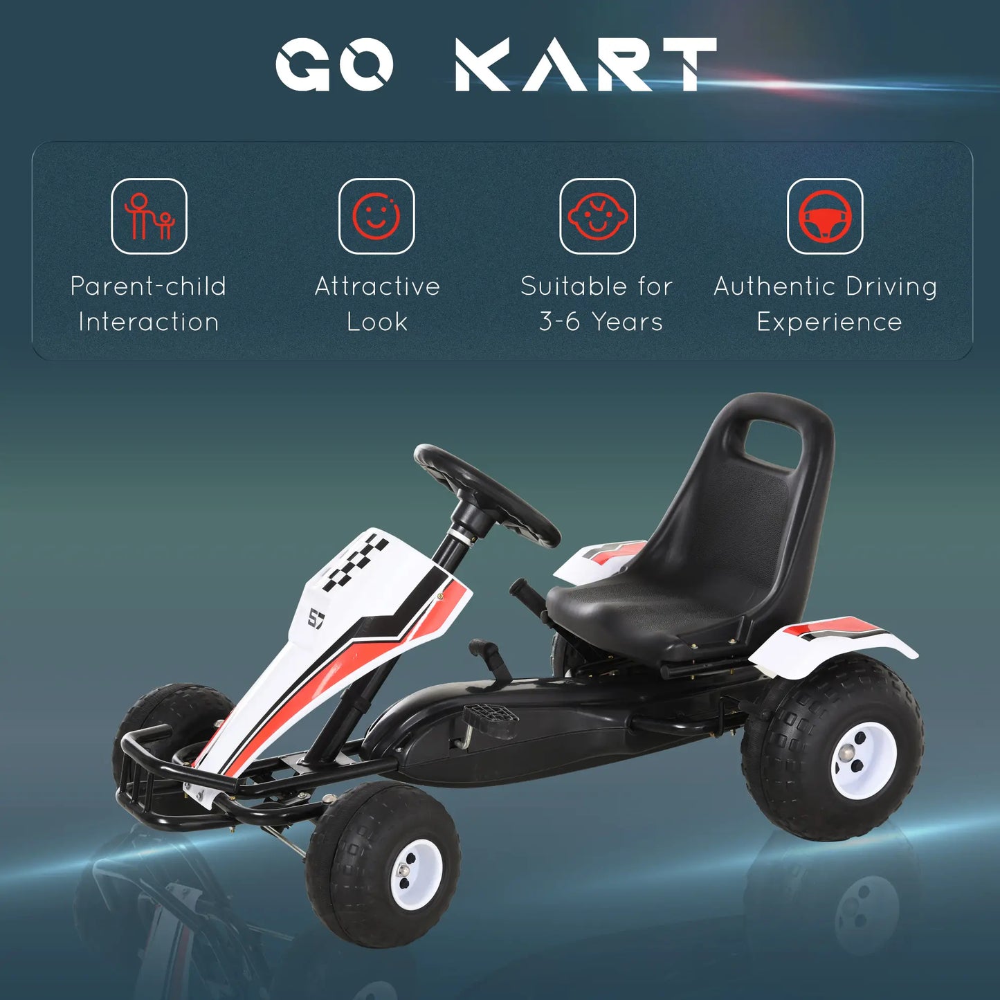 Kids Pedal Go Kart, Adjustable Seat, Plastic Wheels, 3-6 Years Pedal Go Karts for Kids at Gallery Canada