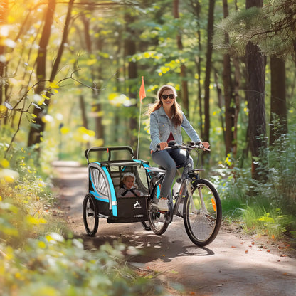 3-In-1 Bike Trailer, 2 Seats, 5-Point Harness, Storage, Blue Kids Bike Trailers at Gallery Canada