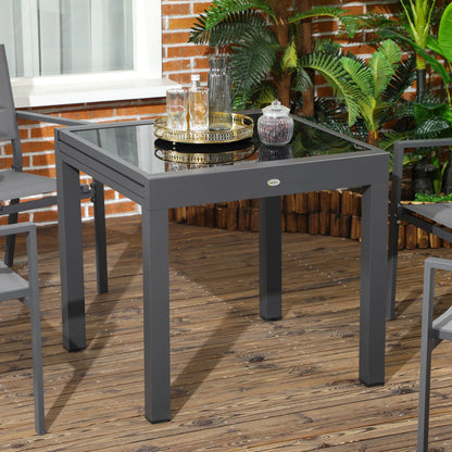 63" Extendable Outdoor Dining Table, Aluminum Frame, Tempered Glass, Black Patio Dinning Tables at Gallery Canada