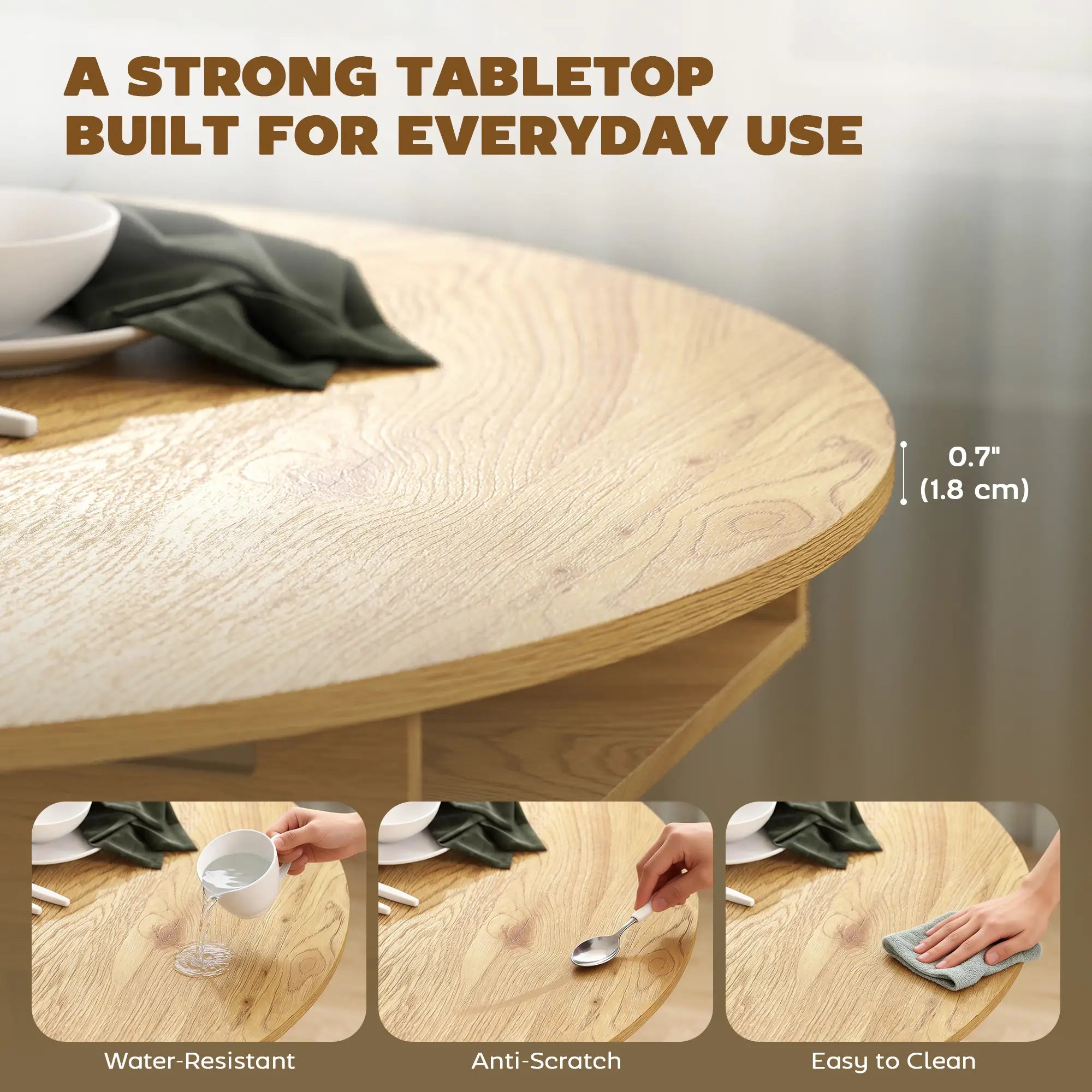 Extendable Round To Oval Dining Table With Storage Shelf, Natural Dining Tables at Gallery Canada