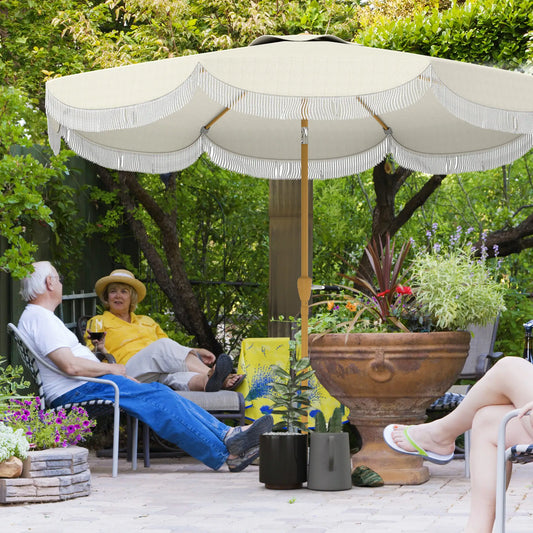 9FT Patio Umbrella, UPF 30+, Crank, 8 Ribs, Push Button Tilt, Cream White Patio Umbrellas Cream at Gallery Canada