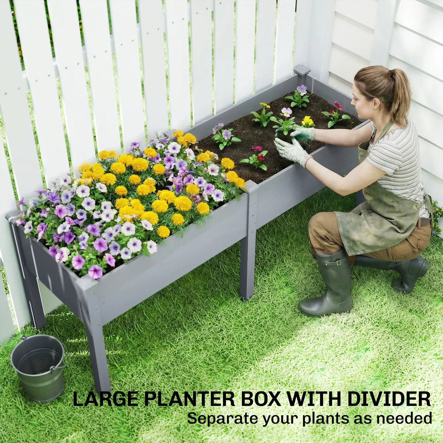 Wooden Raised Garden Bed With Legs, 72" x 23" x 30", Elevated Outdoor Planter Box Elevated Garden Beds at Gallery Canada