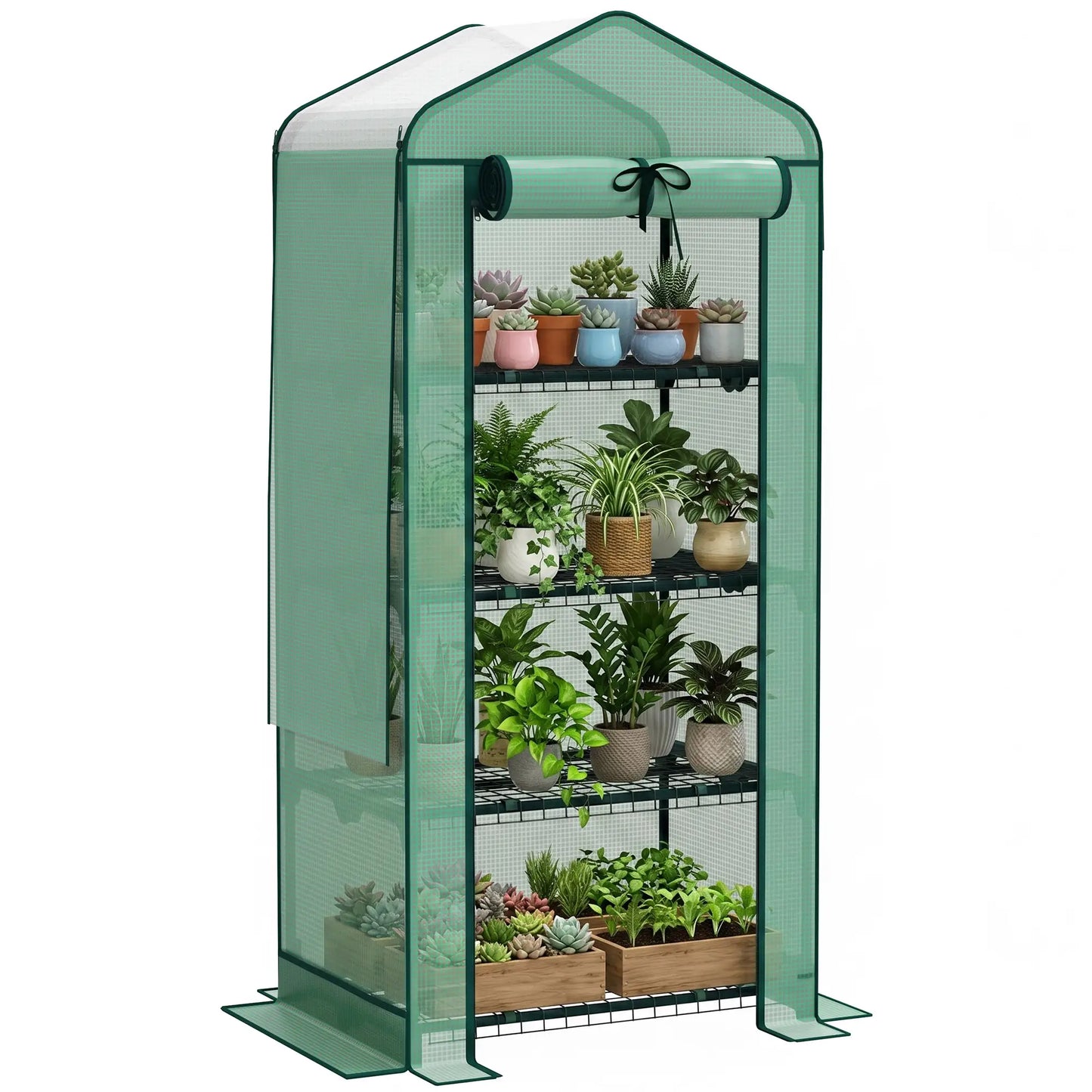 Mini Greenhouse With Screen Roof, 27.6" x 19.7" x 62.2", Green Mini Greenhouses at Gallery Canada