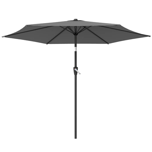 9FT Patio Umbrella, Outdoor Tilt Crank UV Protection Sun Umbrellas Dark Grey at Gallery Canada