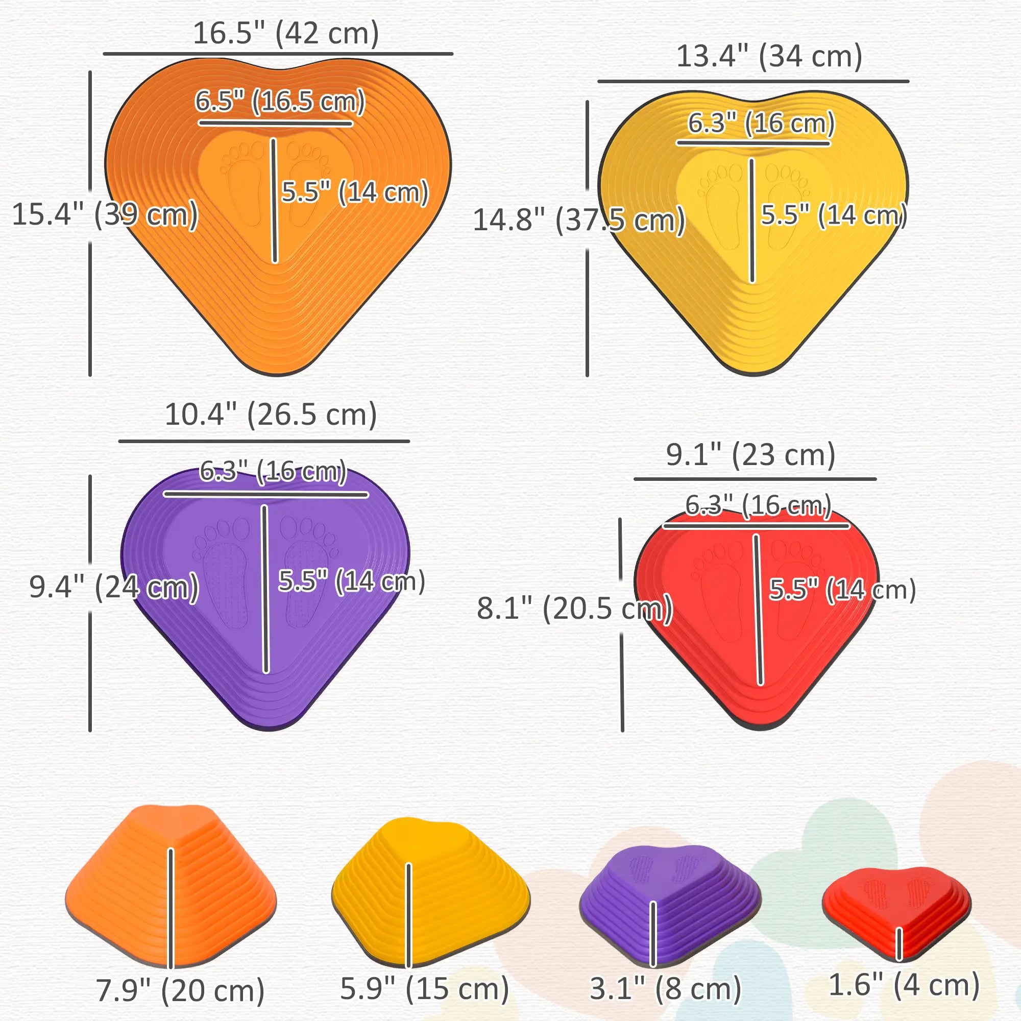 9PCs Heart-Shaped Non-Slip Stackable Kids Stepping Stones Gym Sets & Swings at Gallery Canada