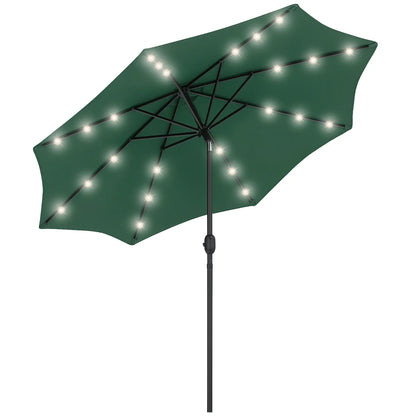 9ft Solar Patio Umbrella, 24 LED Lights, Tilt Canopy, Green Sun Umbrellas at Gallery Canada